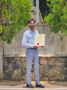 Photo of Chamath Wijerathne Holding his Certificates