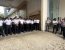 Students and staff gathered at the assembly area during the emergency fire drill